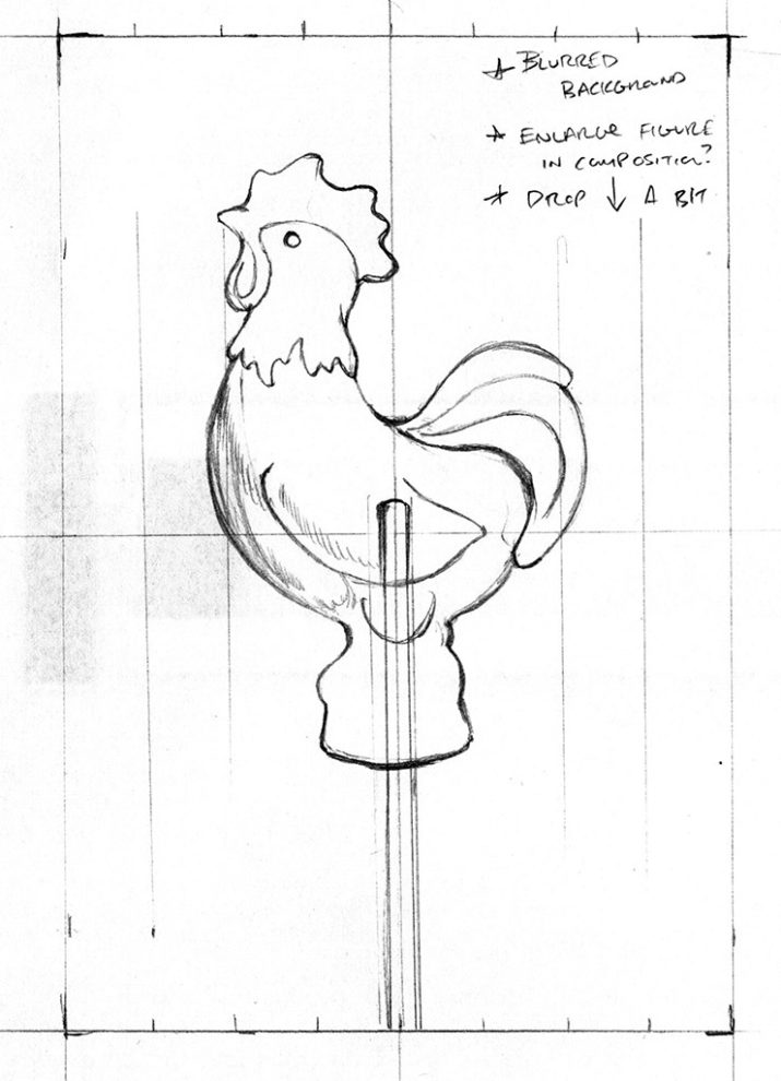 Rooster Lollipop Mini - Initial Sketch