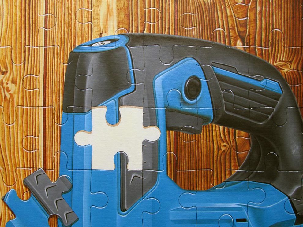Detail shot for the painting entitled Jigsaw Puzzle.