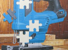 Finished view of the painting entitled Jigsaw Puzzle.